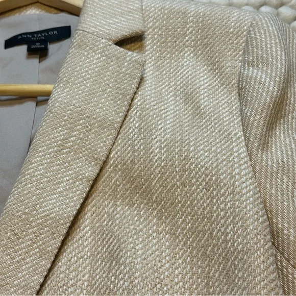 ๐ Ann Taylor Bone Natural Cream Textured Weave Work Blazer Size 8p Petite NWOT - Picture 8 of 11